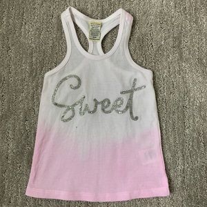 Sweet racerback sparkle tank white & pink 12m NWOT. Great for Valentine’s Day!